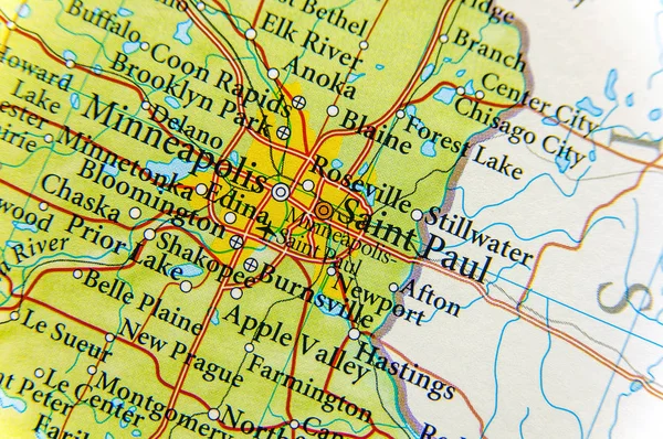 Geographic map of Saint Paul close — Stock Photo, Image