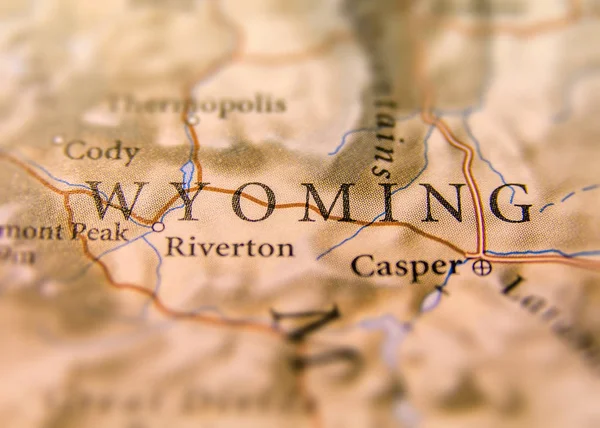 Geographic map of Wyoming close