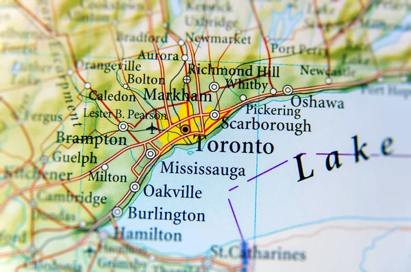 Geographic Toronto map close — Stock Photo, Image