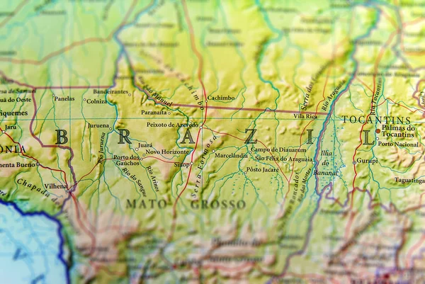 Mapa geográfico de Brasil país con ciudades importantes —  Fotos de Stock