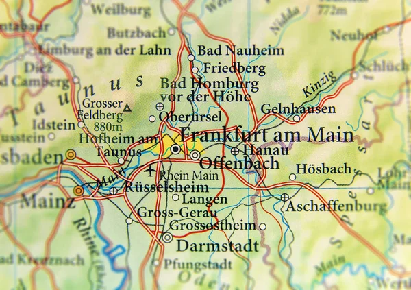Geographic map of European country Germany with Frankfurt city