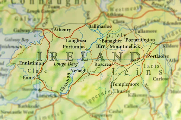 Geographic map of European country Ireland with important cities — Stock Photo, Image