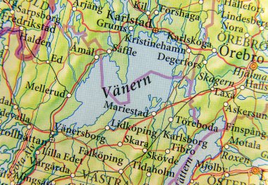 Geographic map of European Scandinavian Vanern lake close clipart