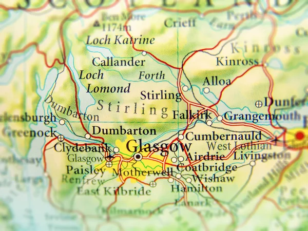 Geographic map of European country Scotland with Glasgow capital