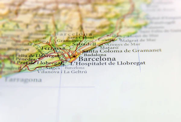 Geographic map of European country Spain with Barcelona city