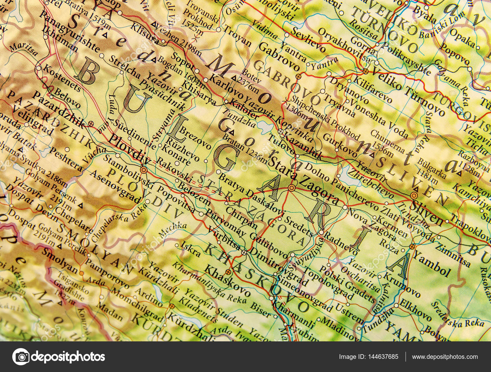 Carte Géographique De Pays Européen Bulgarie Avec Rantes