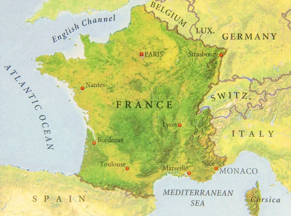 Geographic map of European country France close
