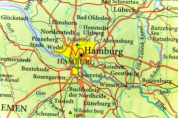 Geographic map of European country Germany with Hamburg city