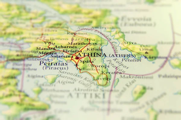 Geograficzna Mapa europejskiego kraju Grecja z Aten — Zdjęcie stockowe