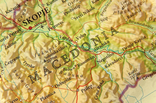 Geographic map of European country Macedonia with important citi — Stock Photo, Image