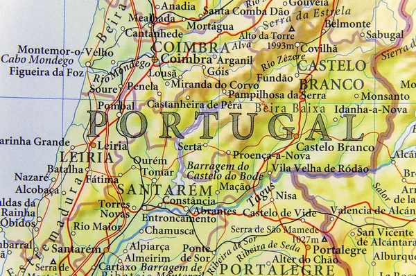 Avrupa ülkesi Portekiz önemli citie ile coğrafi haritası — Stok fotoğraf