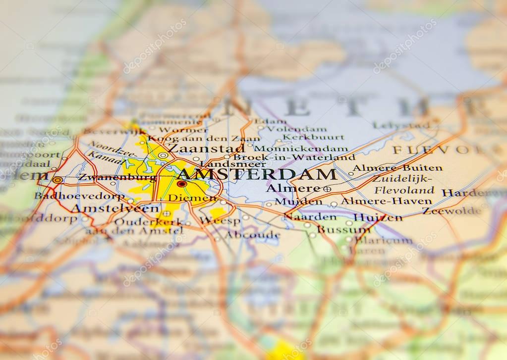 Geographic map of european country netherlands with amsterdam ca