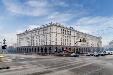 Sofia, Bulgaristan - Ocak 03: Credit Agricole Bulgaristan üzerinde Serdica'da kare üzerinde 03 Ocak 2017 yılında Sofya, Bulgaristan