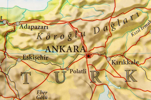 Mapa geográfico del país europeo Turquía con capital Anka — Foto de Stock