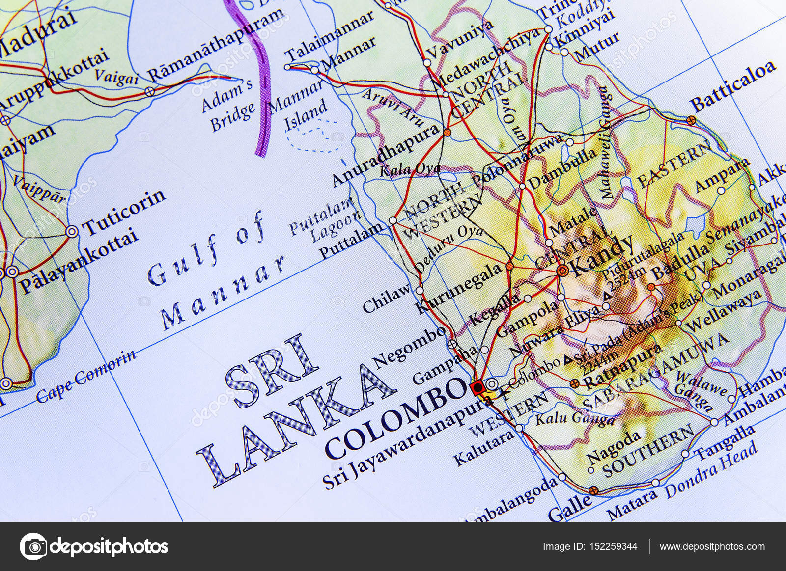 Cartina geografica dello Sri Lanka con importanti cittÃ  â Foto Stock