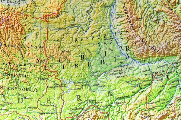 Bölümü Sibirya Rusya bölgesinin coğrafi haritası — Stok fotoğraf
