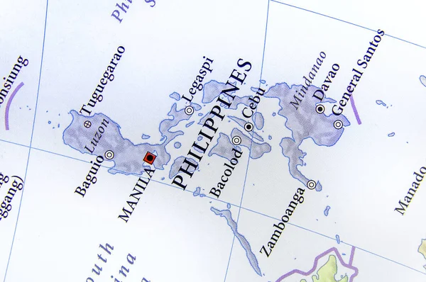Geografická mapa Filipín s významných měst — Stock fotografie