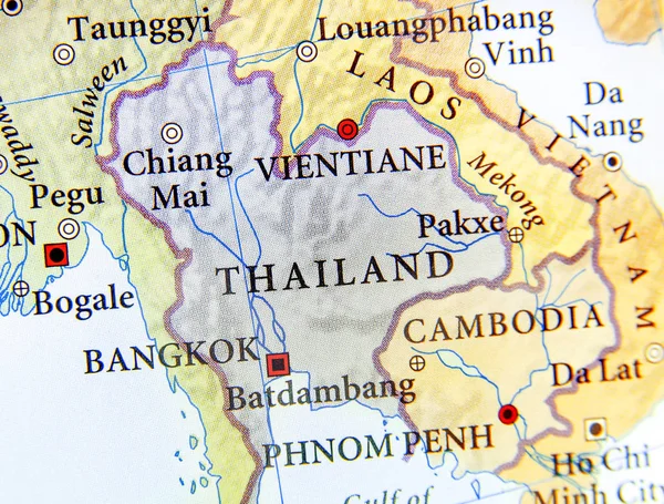 Geographic map of Thailand with important cities — Stock Photo, Image