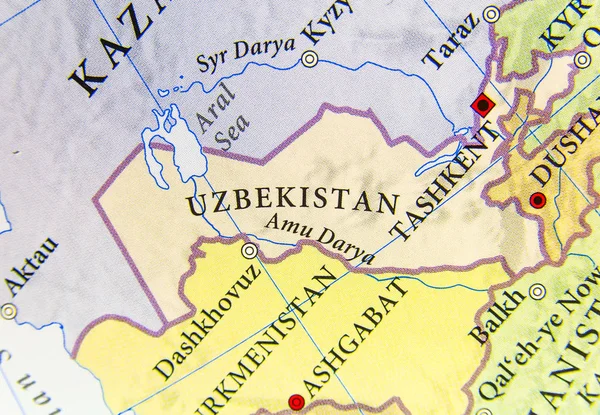 Geographic map of Uzbekistan with important cities