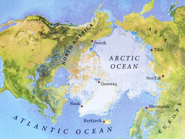 Mapa geográfico do Oceano Ártico localização próxima — Fotografia de Stock