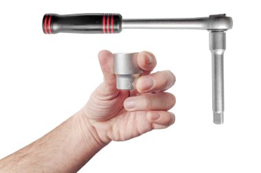 Anne için otomotiv mekanik araç değiştirilebilir başkanı tutan el