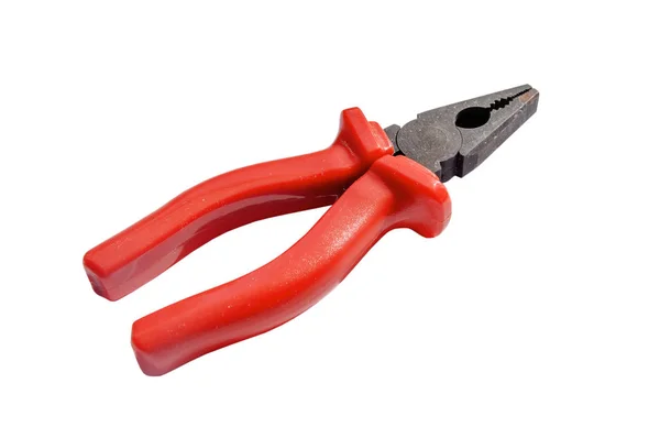 Red grip steel engineer equipment pliers with clipping path for — Stock Photo, Image