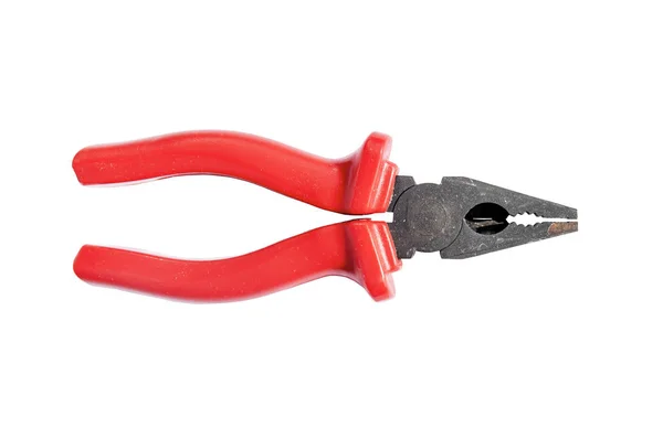 Impugnatura rossa acciaio ingegnere pila attrezzature con percorso di ritaglio per w — Foto Stock