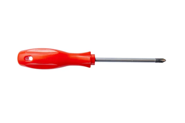 Red shiny metal and plastic tool screwdriver for repair — Stock Photo, Image