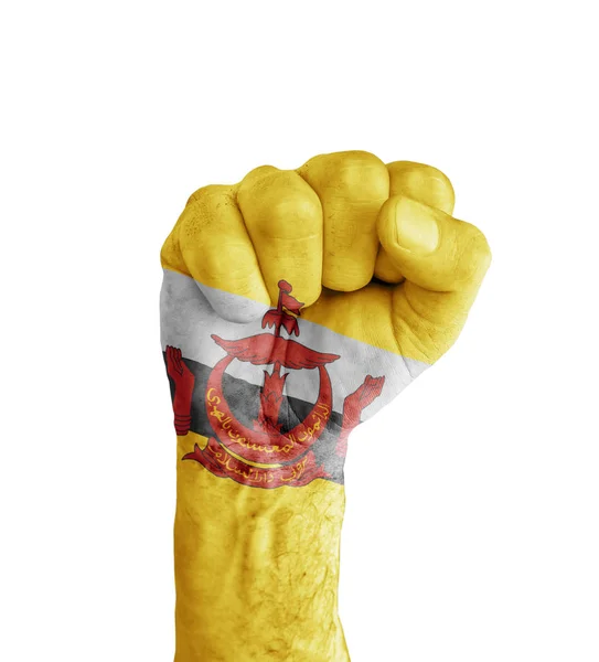 Flag of Brunei painted on human fist like victory symbol — Stock Photo, Image