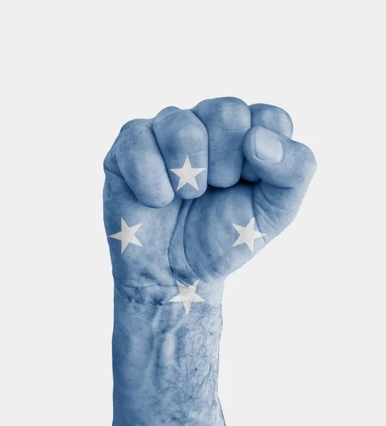 Flag of Federated States of Micronesia painted on human fist lik — Stock Photo, Image