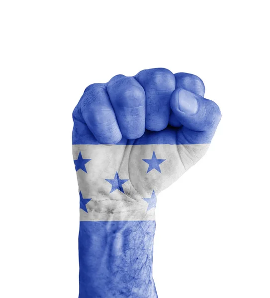Σημαία της Ονδούρας ζωγραφισμένο σε ανθρώπου γροθιά σαν σύμβολο νίκης — Φωτογραφία Αρχείου