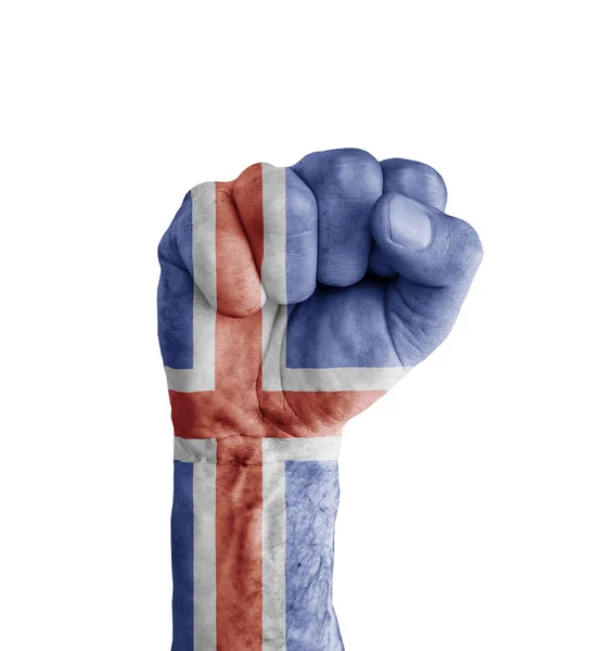 Прапор Ісландії намальовані на людський кулак як символ перемоги — стокове фото