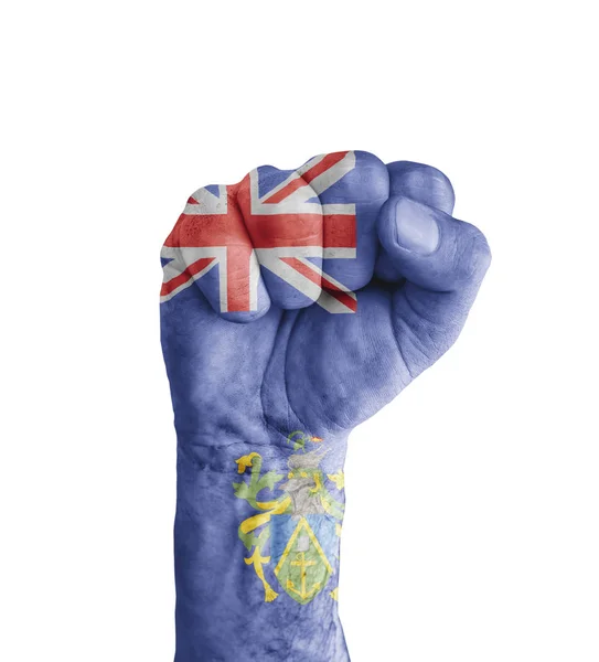 Flag of Pitcairn Islands painted on human fist like victory symb — Stock Photo, Image