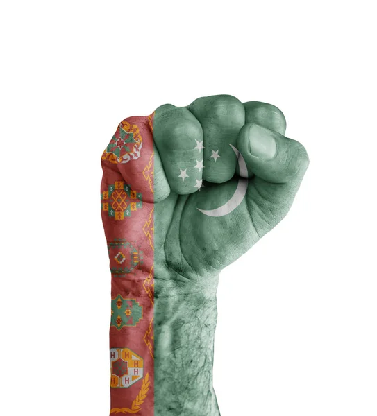 Прапор Туркменістану намальовані на людський кулак як символ перемоги — стокове фото