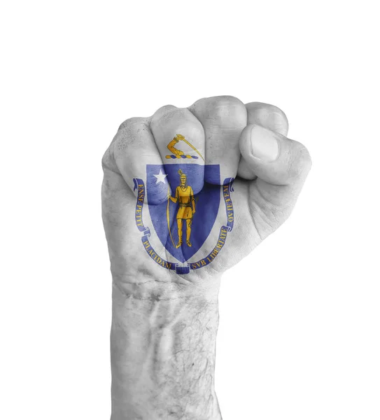 Прапор штату Массачусетс нас намальовані на людський кулак як Віктор — стокове фото