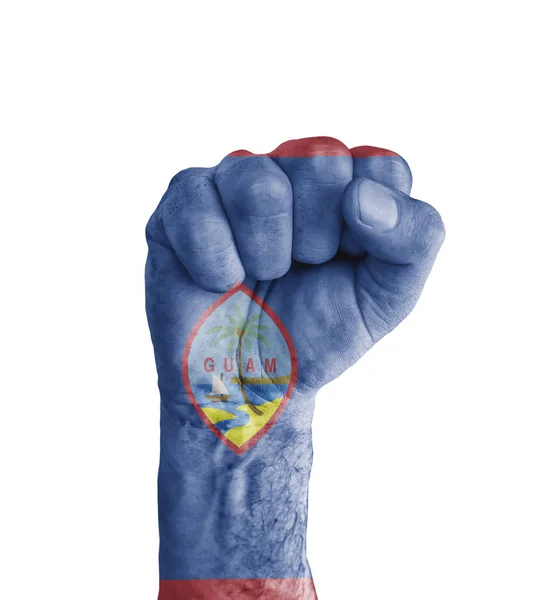 Flag of US Guam state painted on human fist like victory symbol — Stock Photo, Image