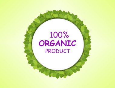 % 100 organik üretimi ile yeşil yaprakları yapılmış beyaz kağıt daire
