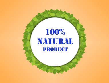 % 100 doğal üretimi ile yeşil yaprakları yapılmış beyaz kağıt daire