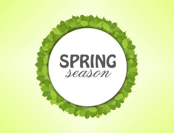 Papier biały okrąg wykonany z zielonych liści z sezonu wiosna — Zdjęcie stockowe