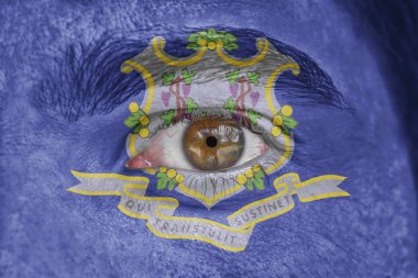 İnsan yüz ve göz bizimle Connecticut Devlet bayrağı boyalı