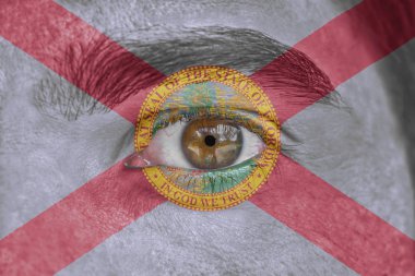 İnsan yüz ve göz bizimle Florida Devlet bayrağı boyalı