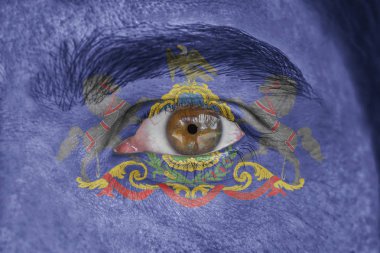 İnsan yüz ve göz bizimle Pennsylvania Devlet bayrağı boyalı