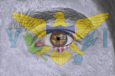 İnsan yüz ve göz bizimle Virgin Adaları Devlet bayrağı boyalı