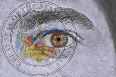 İnsan yüz ve göz bizimle devlet mührü bayrağı Arkansas boyalı