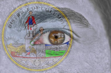 İnsan yüz ve göz bizimle devlet mührü bayrağı Columbia d boyalı