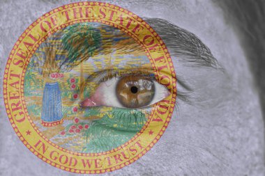 İnsan yüz ve göz bizimle Florida Devlet mührü bayrağı boyalı