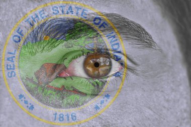 İnsan yüz ve göz bizimle devlet mührü bayrağı Indiana boyalı