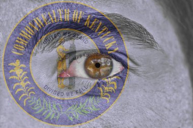 İnsan yüz ve göz bizimle devlet mührü bayrağı Kentucky'nin boyalı