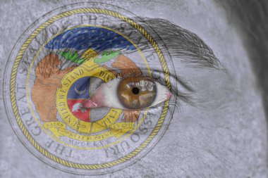 İnsan yüz ve göz bizimle Missouri Devlet mührü bayrağı boyalı