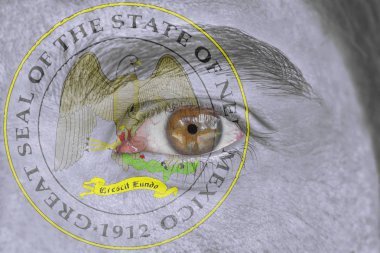 İnsan yüz ve göz bizimle devlet mührü bayrağı New Mexico boyalı